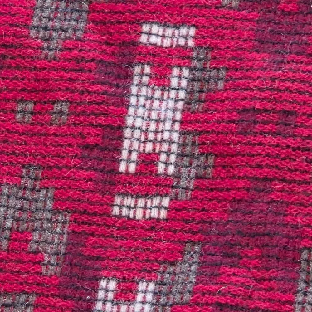 WOOLRICH Wool Throw Blanket USA Aztec Pattern Sherpa Back 56 x 68 Burgundy NWOT